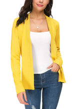 Women's Knit Cardigan Open Front Sweater Coat Long Sleeve (L, Lemon Yellow)