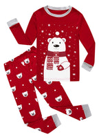 Family Feeling Little Girls Boys Long Sleeve Christmas Pajamas Sets 100% Cotton Pyjamas Toddler Kids Bear Pjs Size 3T Red