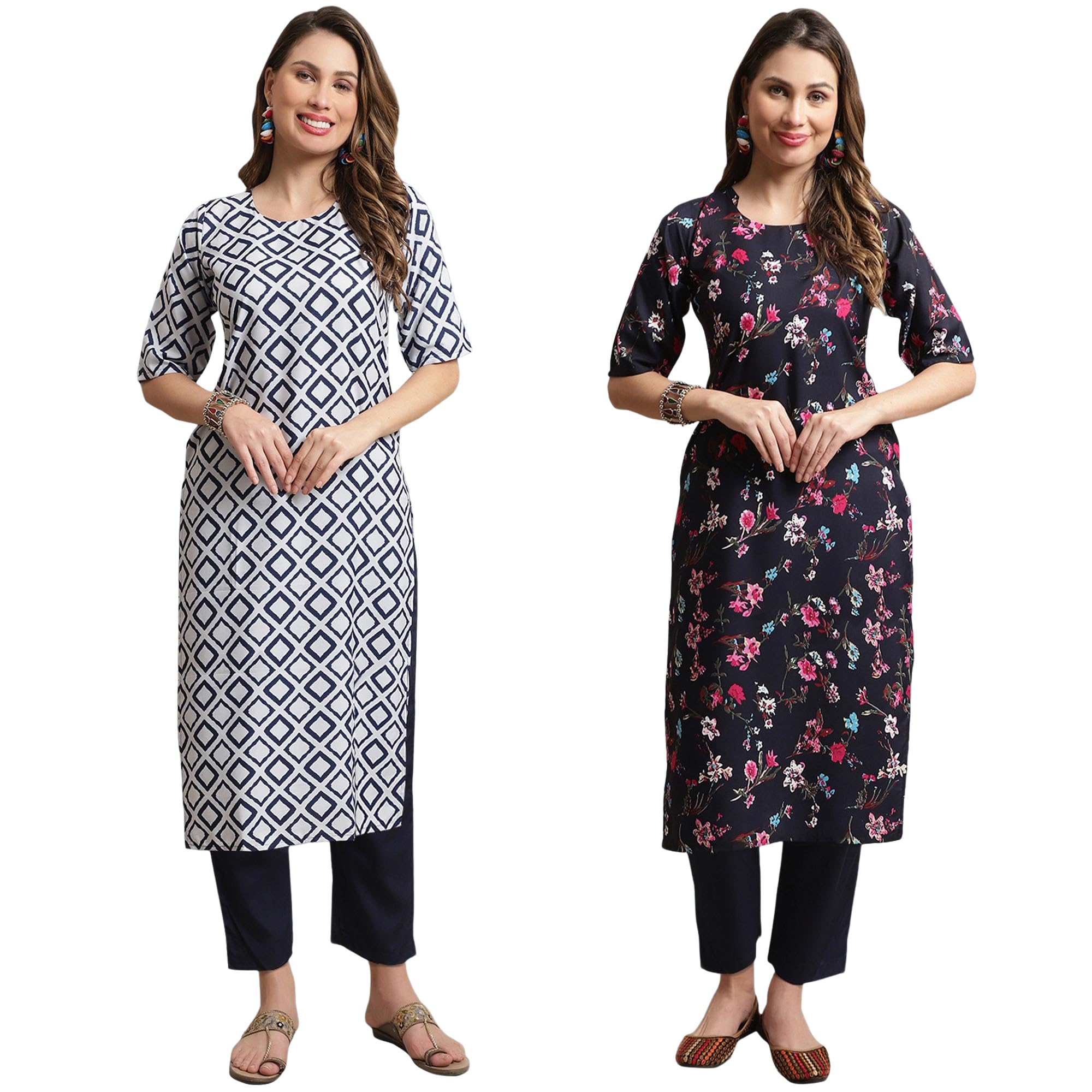 Tee Projekt Crepe Printed Kurti & Pant Set For Women Ethnic Wear Casual Wear Kurta Set