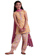 Libas GirlS Cotton Kurta Set (90052K_Yellow