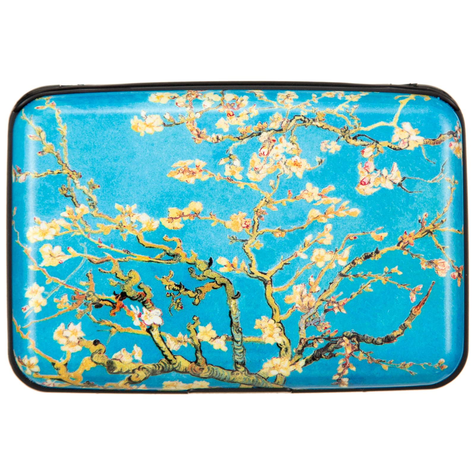 Kaabao credit card Holder Small RFID Blocking Wallet Business Metal Slim Mini Aluminum Hard case for Women Men gift (Almond Blos