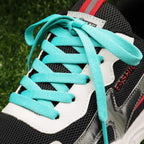 Puzeam Upgrade Tight Weave Flat Shoelaces 28 Colors 5/16 Wide Shoe Laces for Sneakers-Lake Green-160