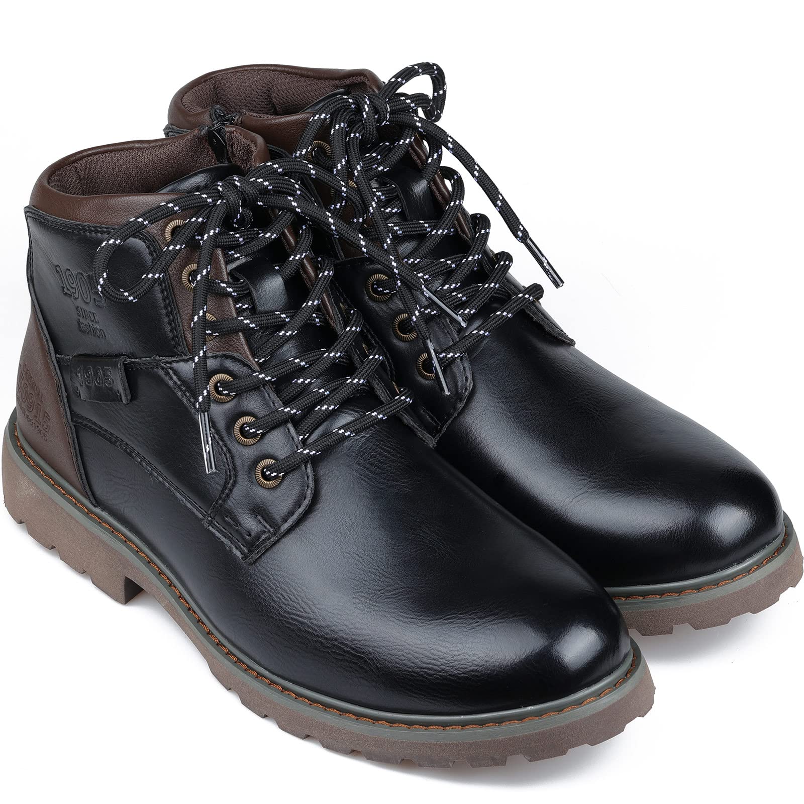 Stepace Round Shoelaces [2 Pairs] Heavy Duty Boot Shoe Laces for Hiking Work Boots Black White-120(Dots)