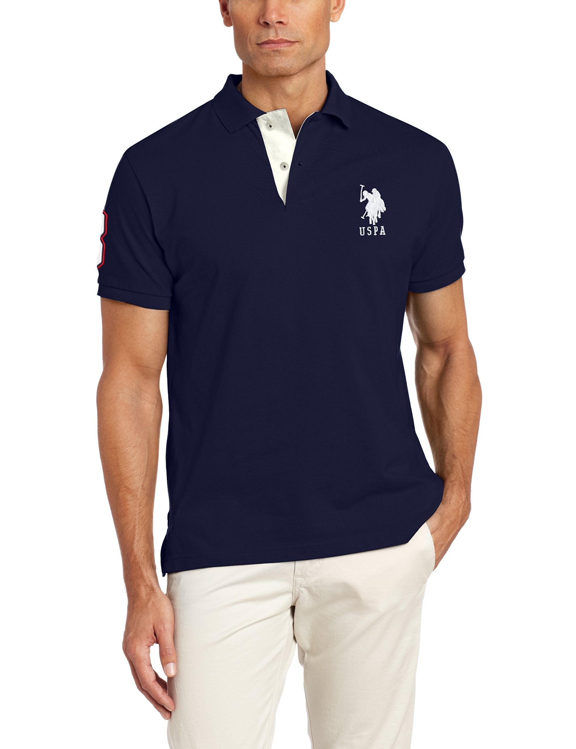 U.S. Polo Assn. Men's Slim Fit Pique Polo, Classic Navy/White, Medium