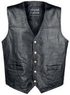 Giovanni Navarre Mosaic Leather Biker Vest Black, Black, L, Large