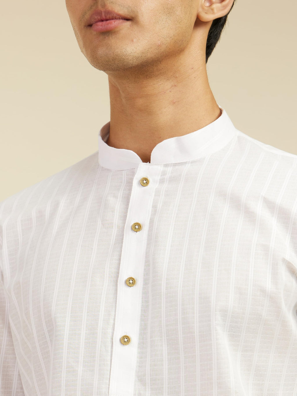 DIWAS BY MANYAVAR Mens Cotton Self Design Kurta (White,M)