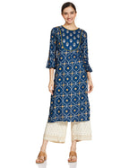 Anubhutee Women'S Rayon Ethnic Motifs Printed Straight Kurta Suit Set With Palazzo Anu1911059_S_Teal Blue