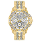 Bulova Men's Crystals Octava Gold Tone Stainless Steel 6-Hand Multi-Function Quartz Watch Style: 98C126