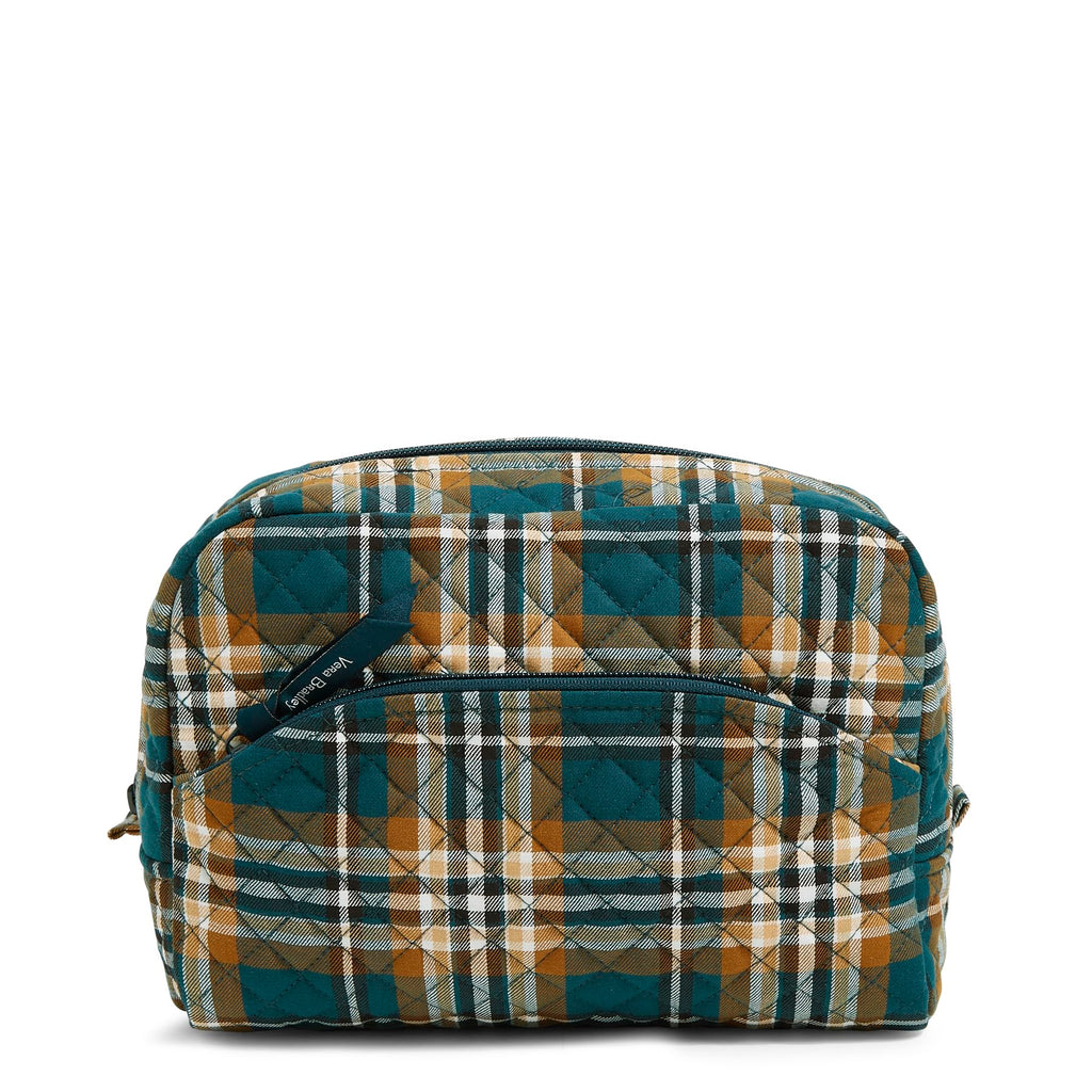 Vera Bradley Women's Cotton Large Cosmetic Makeup Organizer Bag, Orchard Plaid, One Size