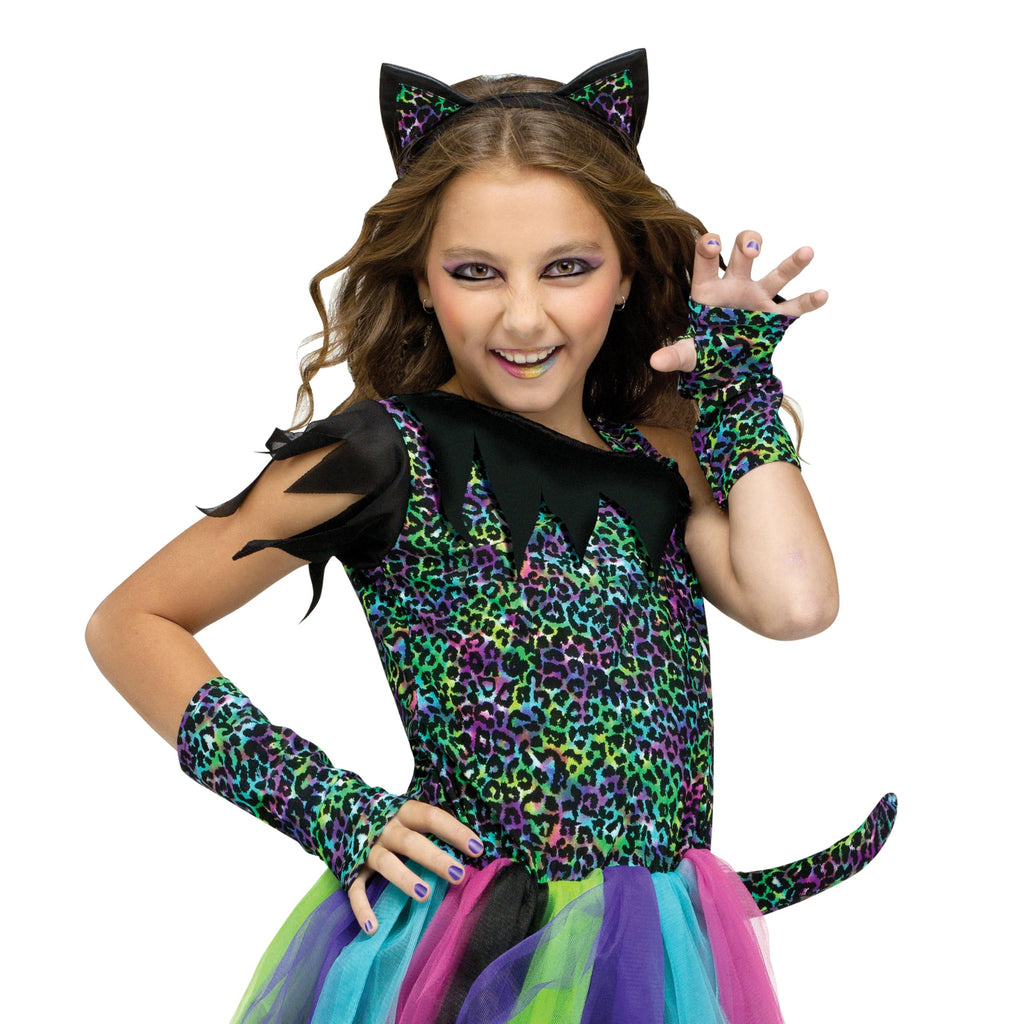 Wild Cat Rainbow Animal Child Halloween Costume, Black / Blue / Pink, Medium