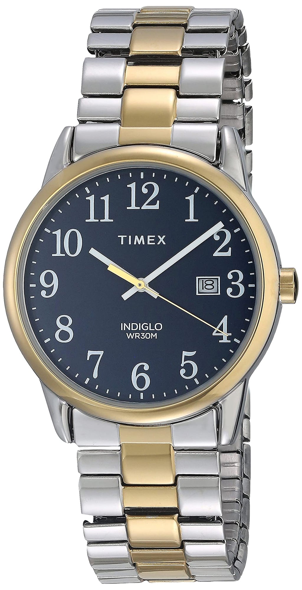 Timex Men's Easy Reader 38mm Watch - Two-Tone Case Blue Dial with Two-Tone Stainless Steel Expansion Band