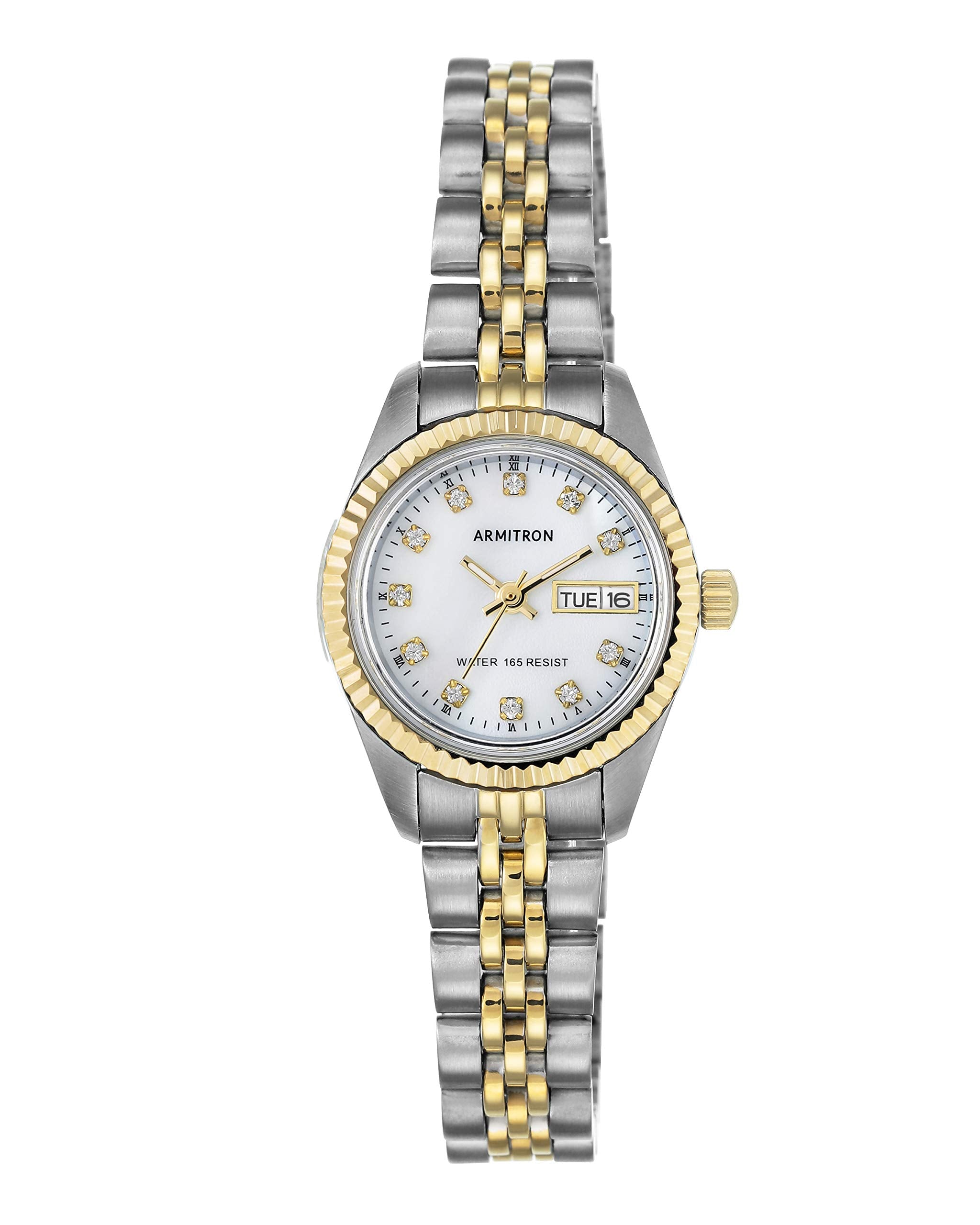 Armitron Women's 75/2475MOP Genuine Crystal Accented Two-Tone Bracelet Watch
