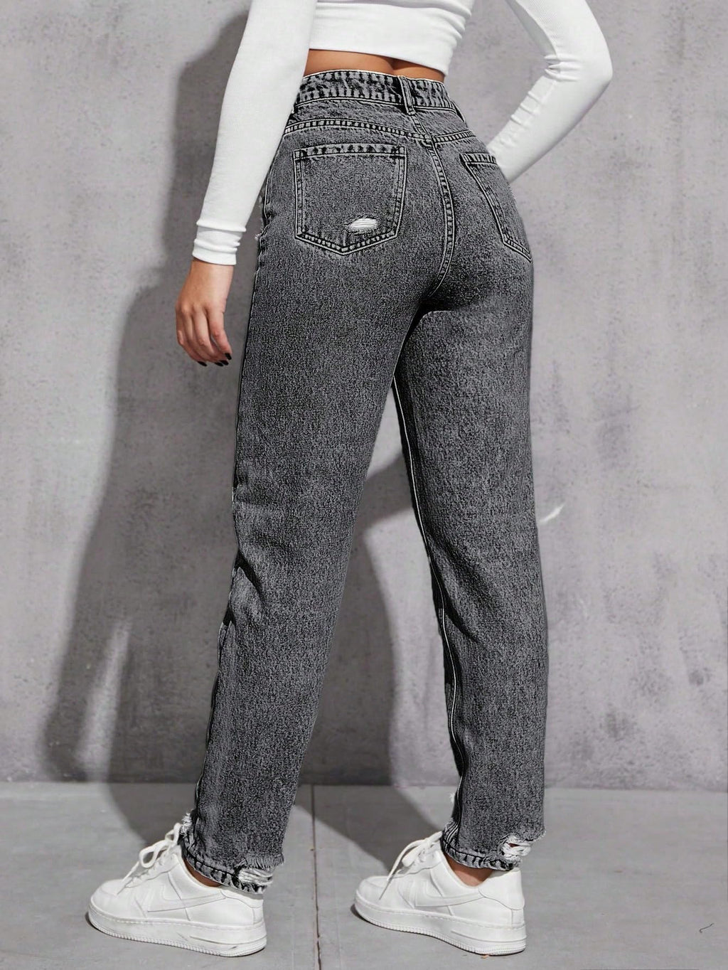 AVANOVA Black Womens High Rise Cotton Ankle Length Jeans for Women Jeans II Denim Cotton Jeans Pant for Women II Cotton Pant II