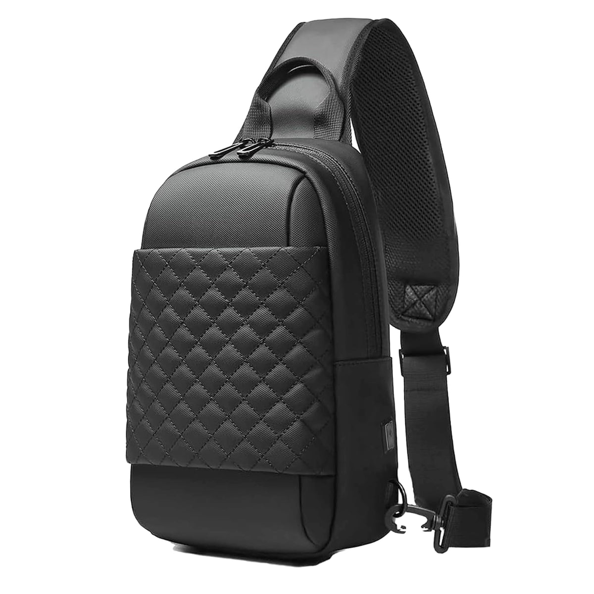 Gyakeog MenS Messenger Backpack  With Usb Charging Port, Compact Crossbody Purse For Commuting & Hiking, Black, 11.8 X 7.06  11.87.06