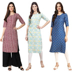 Pinkmint Women'S Crepe Digital Print Straight Kurta [Pack Of 3] (347-343-353_Xl)