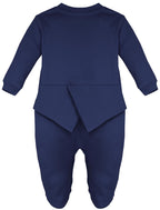 Lilax Baby Boy Gentleman Tuxedo Footie Christmas Holiday Outfit with Bow Tie Newborn Navy