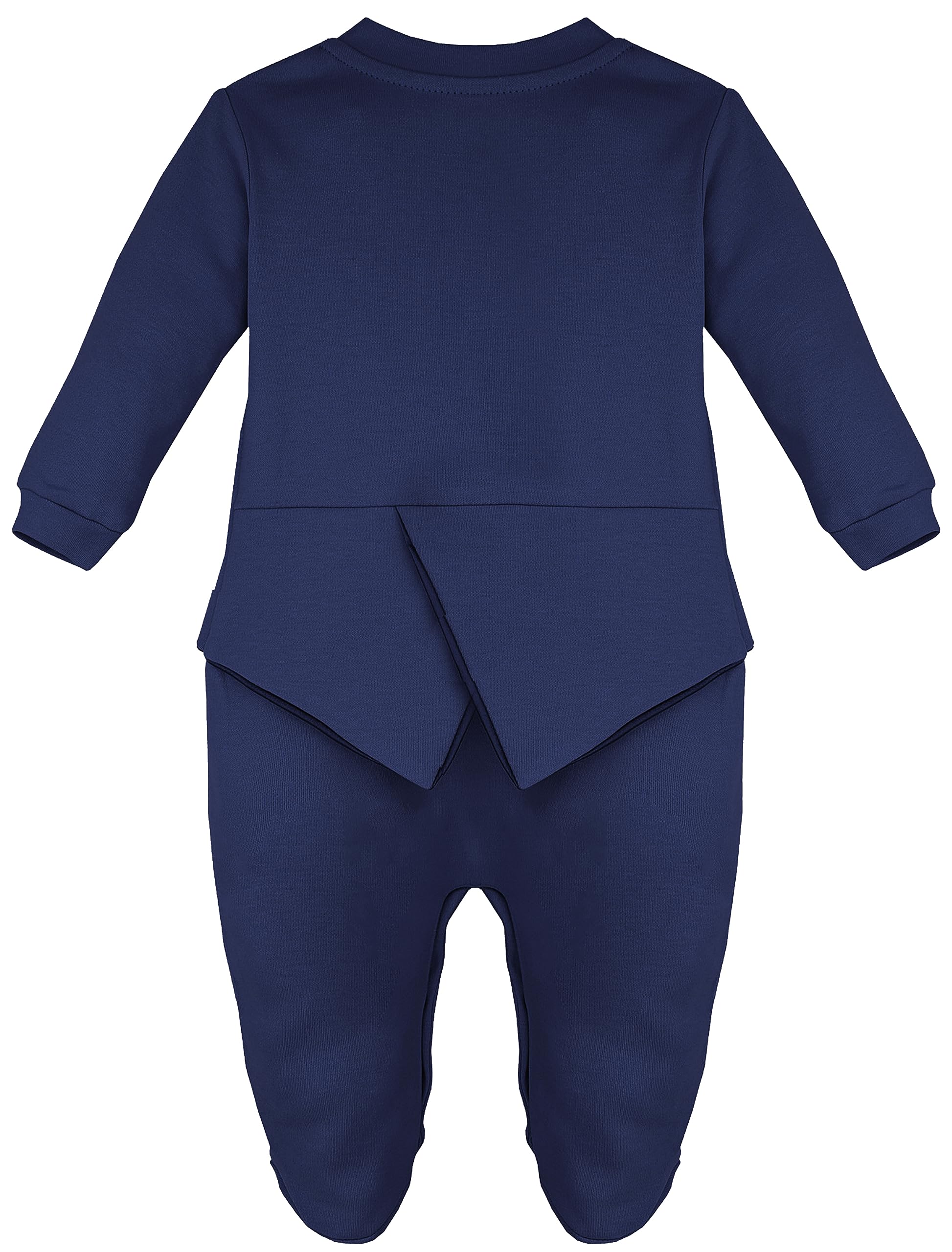 Lilax Baby Boy Gentleman Tuxedo Footie Christmas Holiday Outfit with Bow Tie Newborn Navy