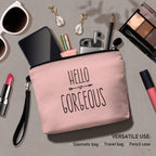 Hglian Hello Gorgeous Makeup Cosmetic Bag Cute Zipper Wristlet Pouch for Purse Travel Accessories Organizer Birthday Gifts for W