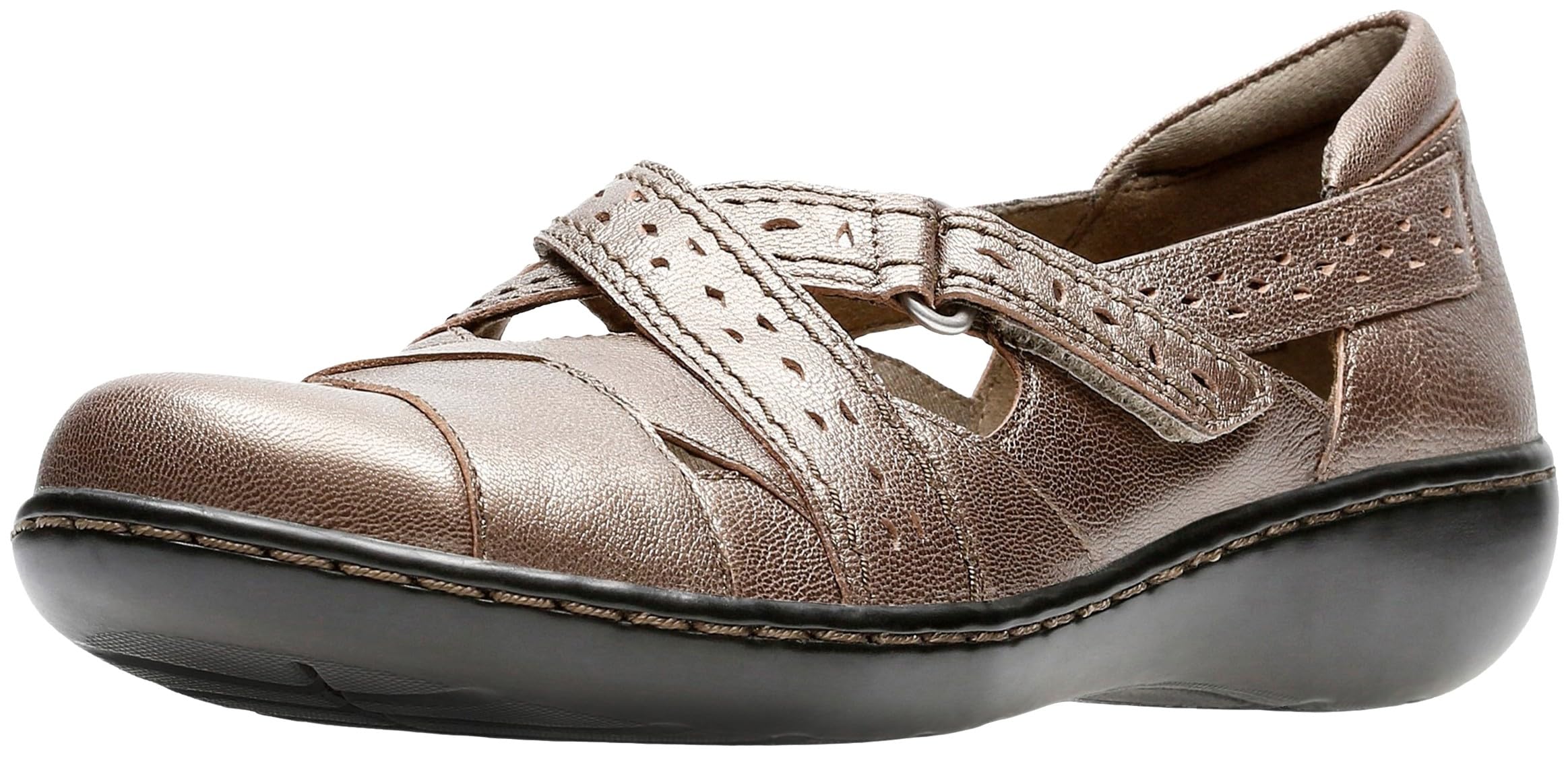 Clarks Women's Ashland Spin Q Slip-On Loafer, Pewter, 9 Wide