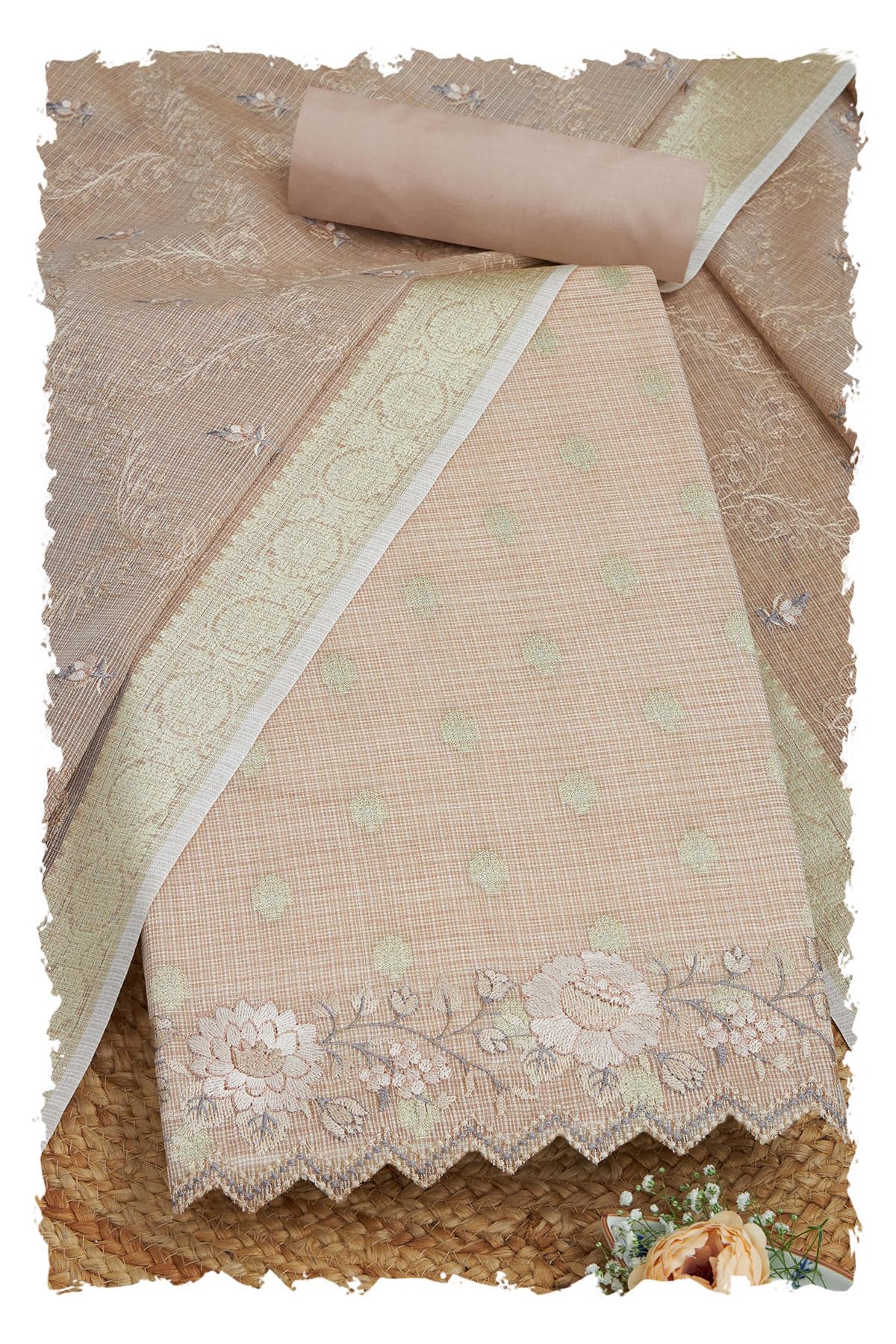 Soch Women Kota Shimmer Woven Design Unstitched Dress Material with Thread Work