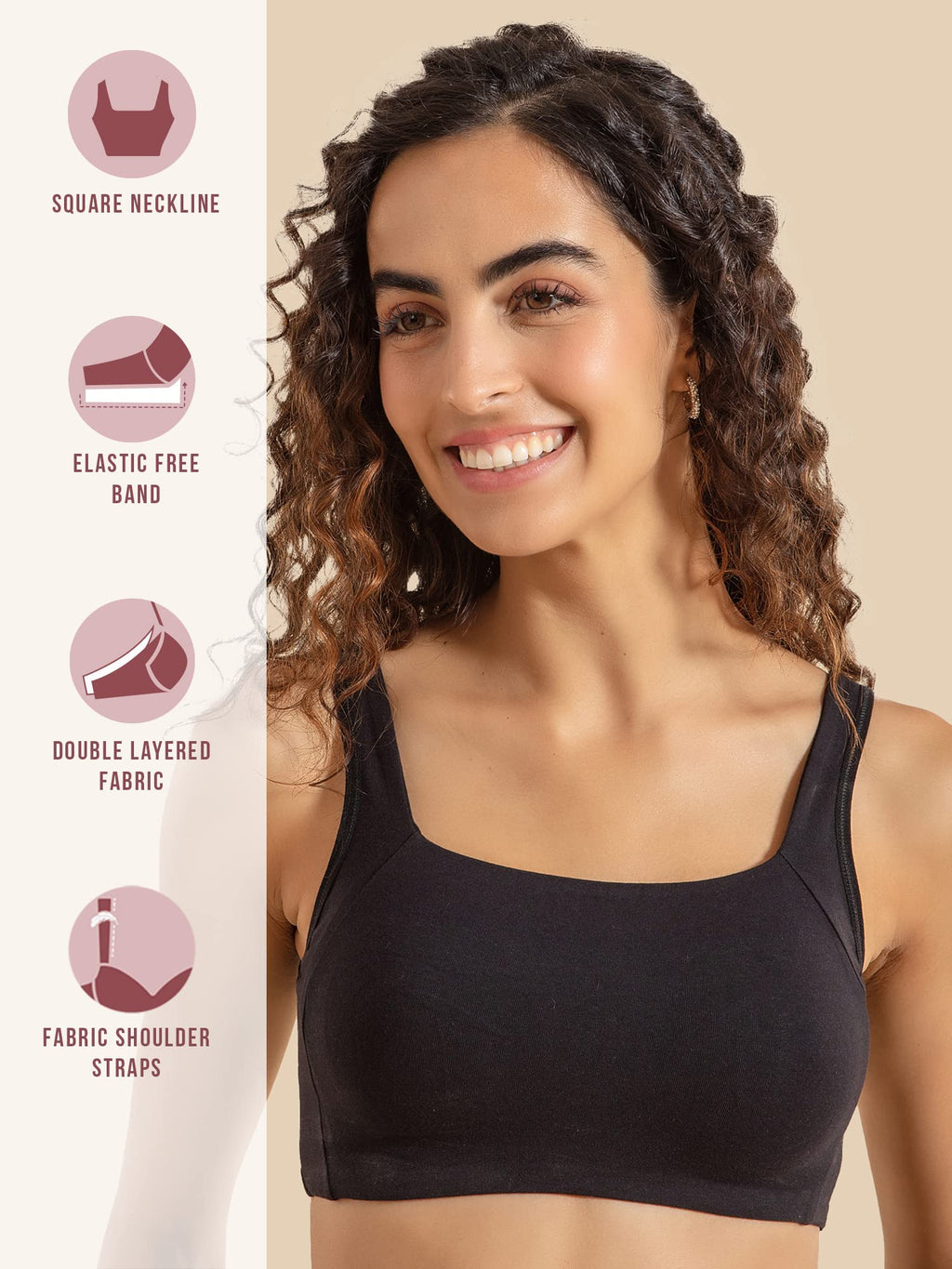 Nykd Trendy Square Neck Soft Cup Slip On Everyday Sports Bra For Women | Wireless | Full Coverage | Non Padded (Pack Of 2 Bra, N