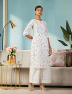 W For Woman Women'S Cotton Kurta & Parallel Pant (22Fews17478-117951_Ecru