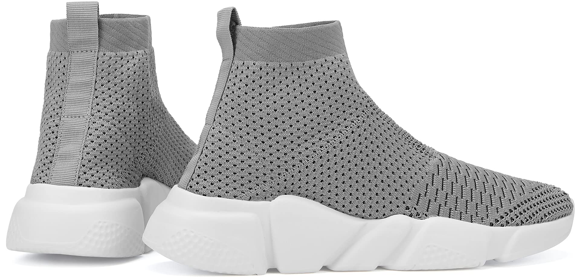 Santiro Mens Gym Shoes Knitted Fashion High Top Slip on Sneakers Lightweight Breathable Athletic Shoes Fashin Tennis Sport Shoes