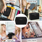 MAANGE Small Makeup Bag For Purse, Travel Cosmetic Bag Makeup Pouch PU Leather Portable Versatile Zipper Pouch For Women