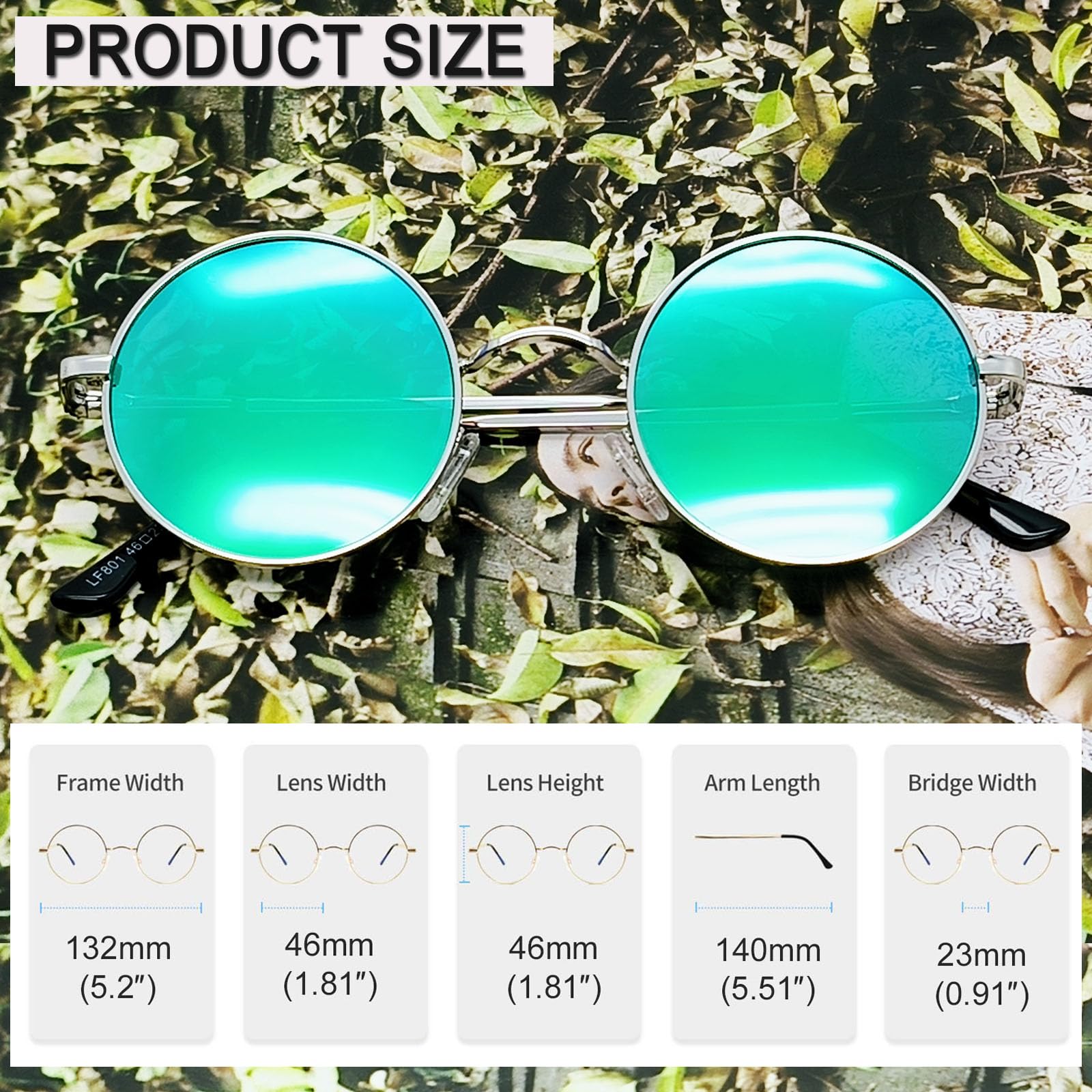 Joopin Polarized Round Sunglasses Circle Hippie Sun Glasses UV400 Teashade Shades for Women Men Sunnies Halloween Costume