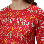 Ishin WomenS Red Patola Panelled Anarkali Kurta