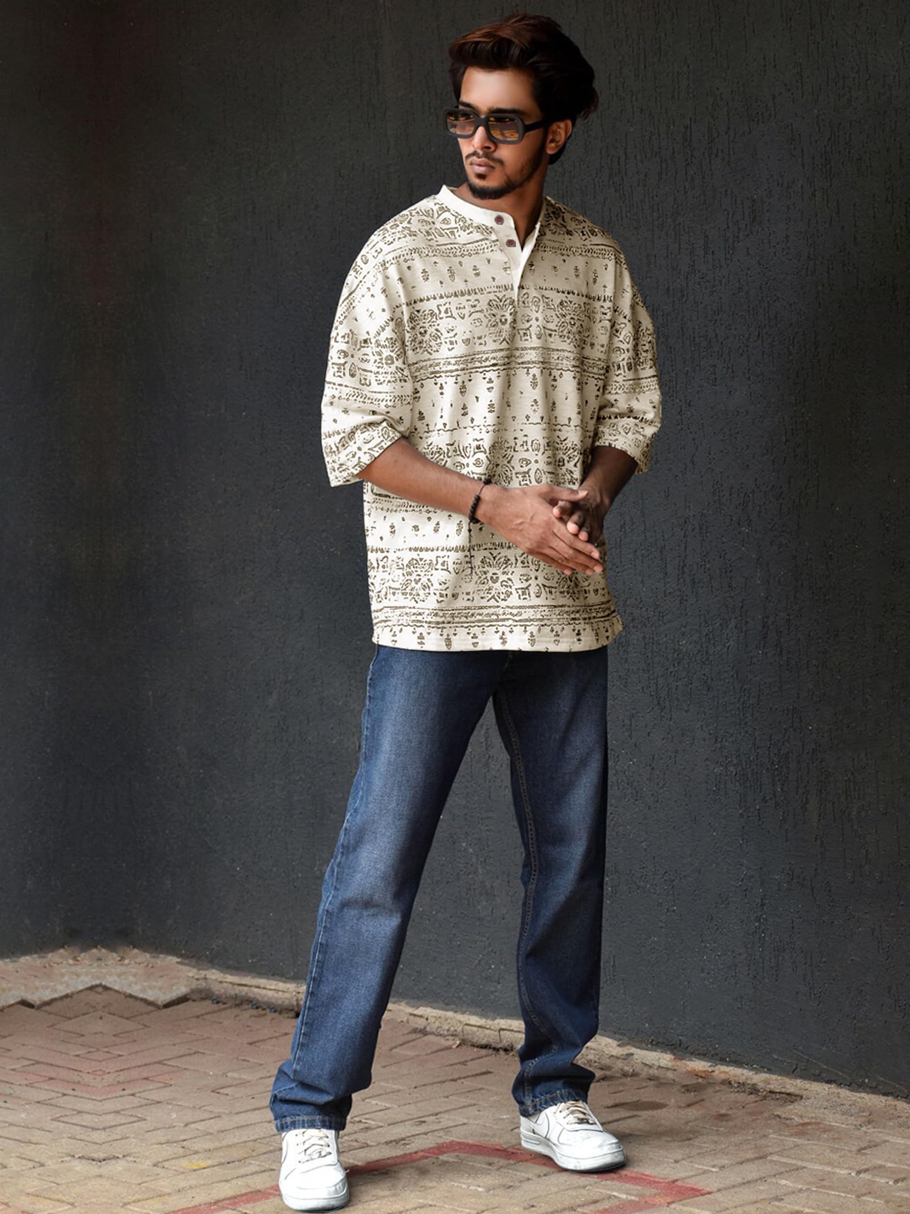 Noble Monk Men Printed Round Neck Cotton Blend T-Shirt | Printed Tshirt For Mens