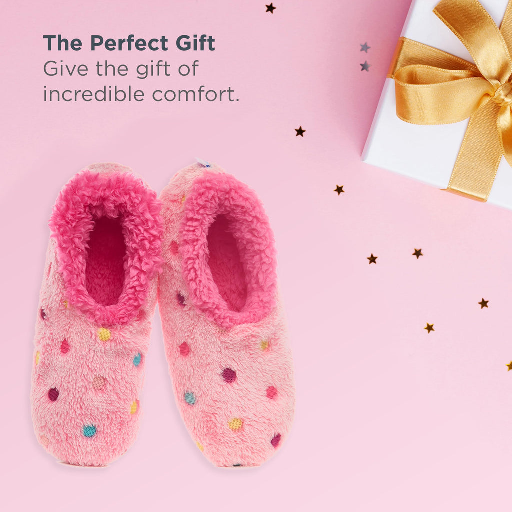 Snoozies Slippers for Women  Lotsa Dots colorful cozy Sherpa Slipper Socks  Womens House Slippers  cozy Slippers for Women  Fuzz