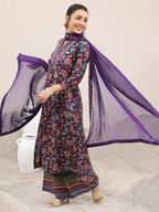 Libas WomenS Cotton Blend Kurta Set (400277Ir_Purple