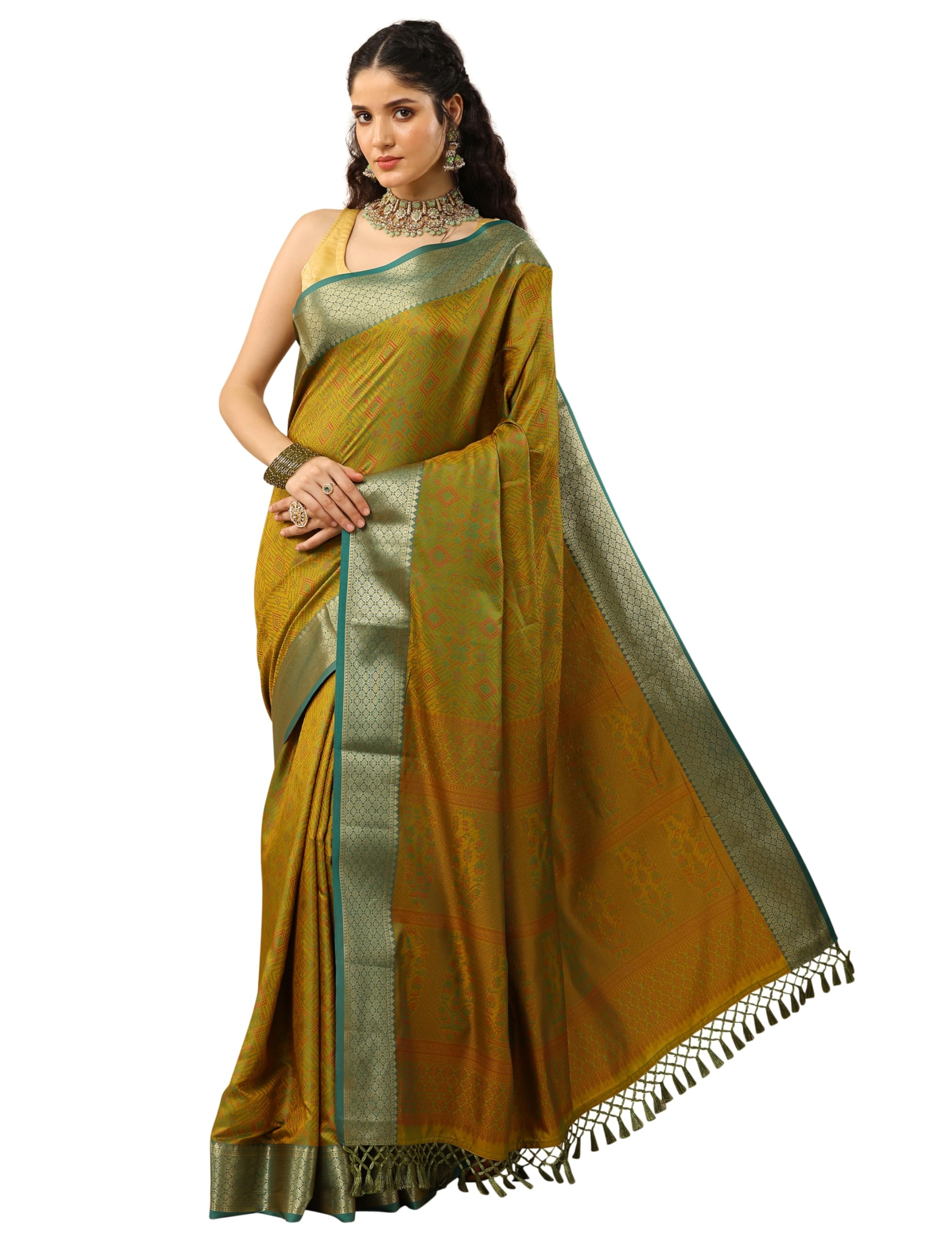 Libas Woven Silk Blend Saree For Women (47763P)