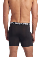 PUMA Men's 3 Pack Athletic Fit Boxer Briefs, Black, Small