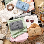 Photect 3 Pcs Corduroy Cosmetic Bag Smile Face Aesthetic Preppy Makeup Bag Corduroy Toiletry Aesthetic Pouch Travel Smile Bags