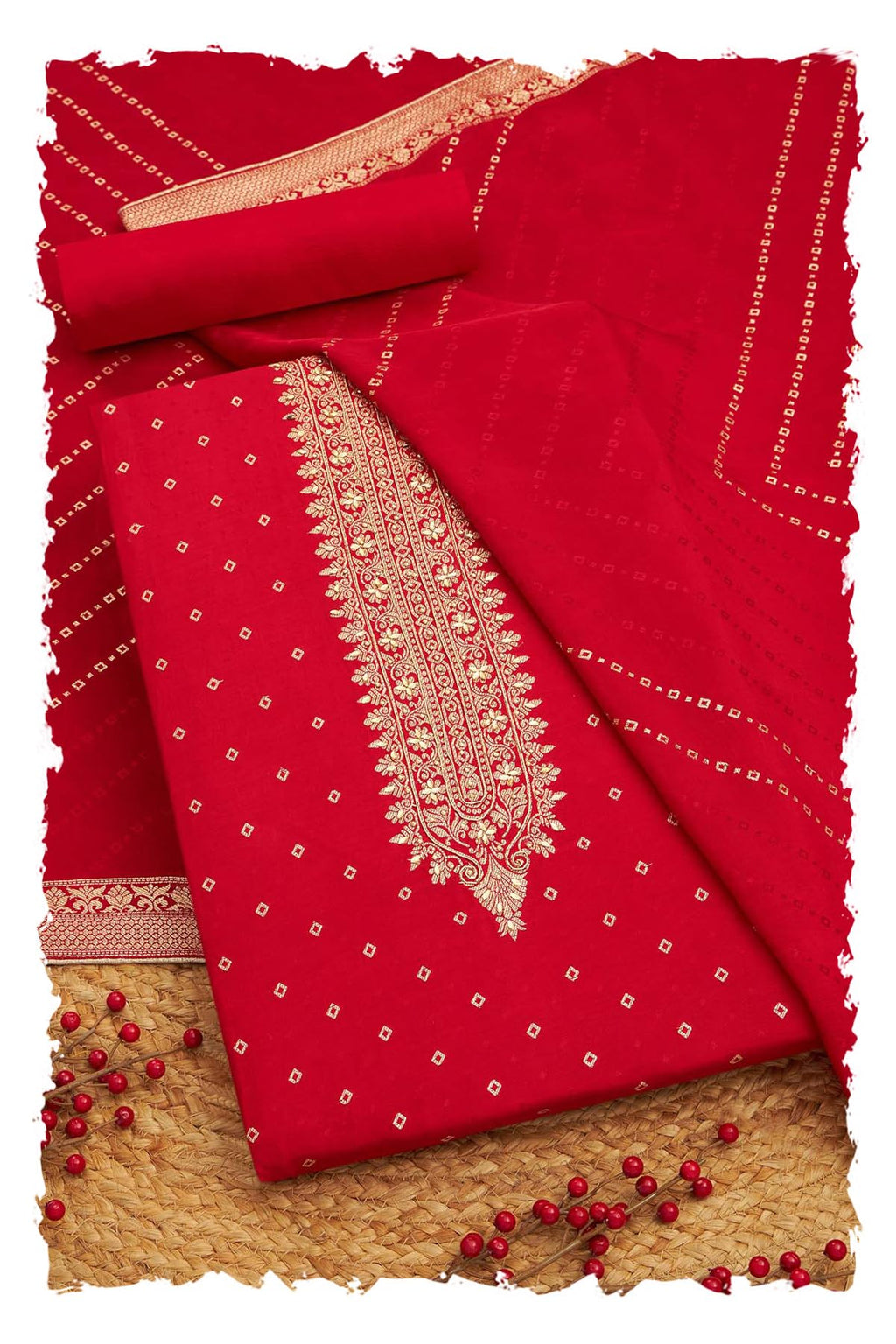 Soch Women Silk Blend Zari Woven Unstitched Dress Material with Work