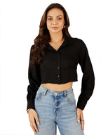 RARE Womens Solid Regular Fit Shirt (EP8089A_Black