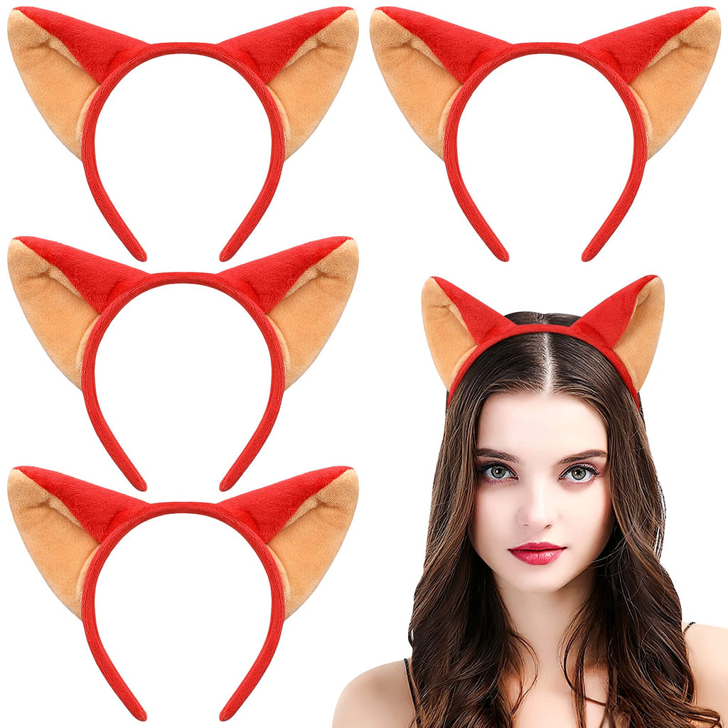 Lurrose 4pcs Cartoon Fox Ear Hair Hoop Cute Halloween Cosplay Party Costume Headbands Headwear for Children Kids Girls Women