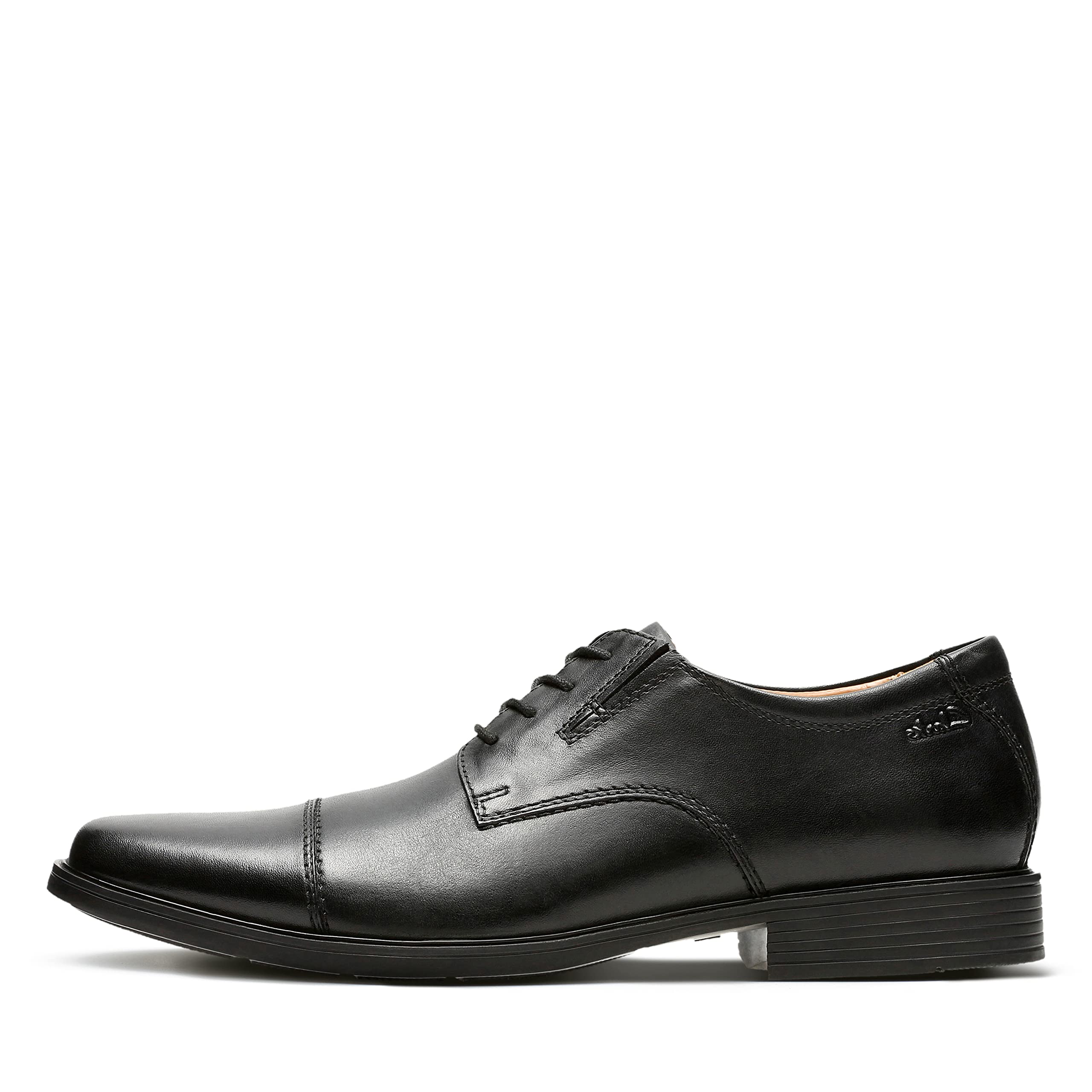 Clarks mens Tilden Cap Oxford, Black Leather, 9 E US