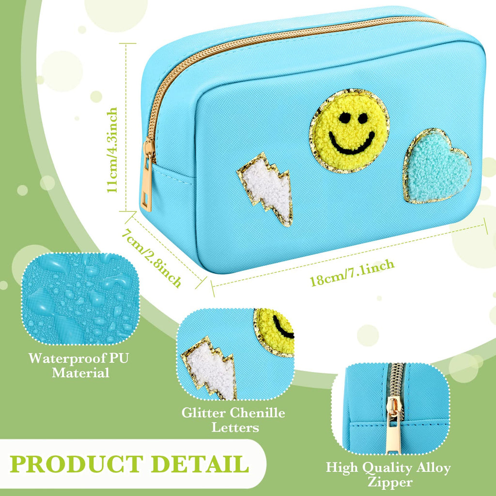 Sanwuta 4 Pcs Hair Face Skin Travel Bag Set Preppy Makeup Pouch PU Leather Skincare Bag Waterproof Cosmetic Organizer Birthday