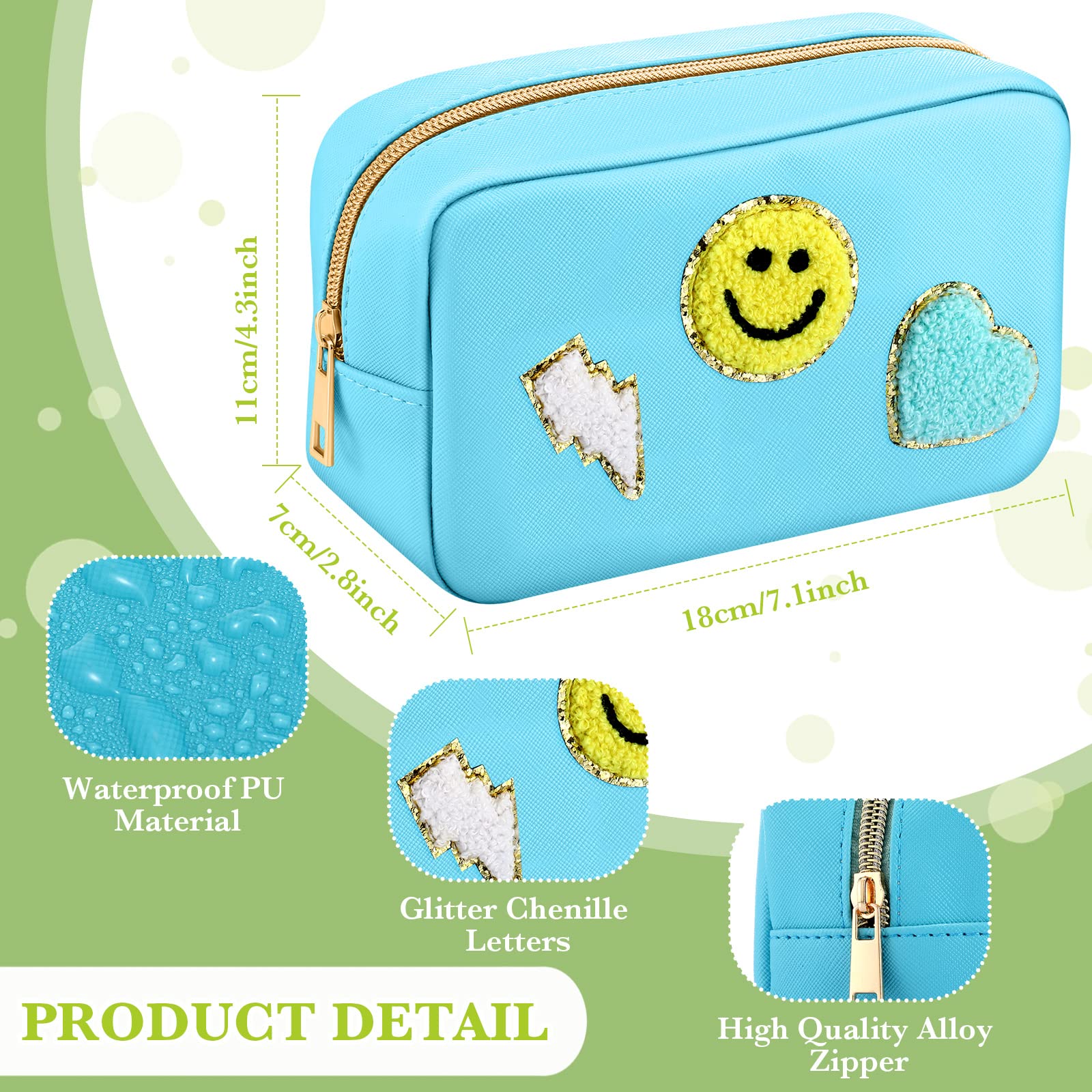 Sanwuta 4 Pcs Hair Face Skin Travel Bag Set Preppy Makeup Pouch PU Leather Skincare Bag Waterproof Cosmetic Organizer Birthday