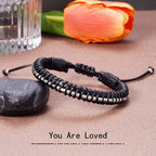 Bracelets for Men Inspirational Gifts for Him Morse Code Bracelets Adjustable Cool Leather Braided Bracelets for Boyfriend Husba