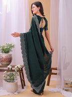 Dhyey Fashion WomenS Chiffon Saree With Unstitched Blouse Piece With Stone Work And Sparkle | Sari For Women Chiffon Saree | Sp