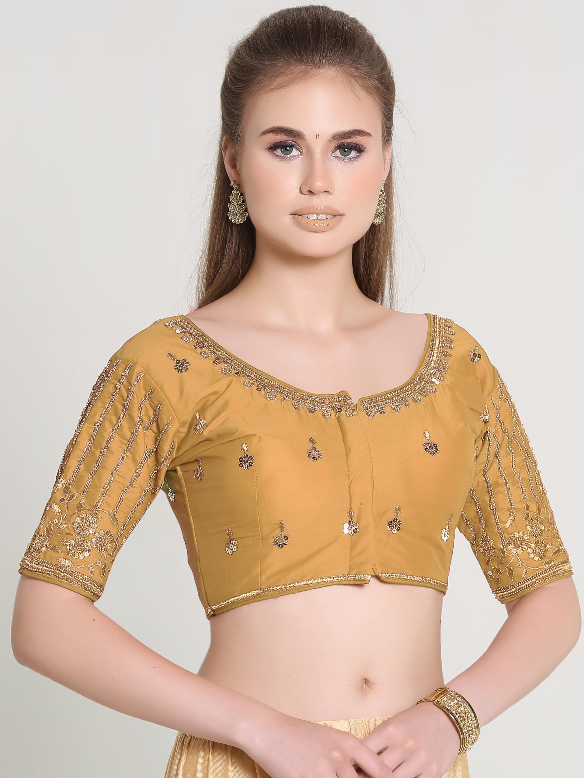 Pujia Mills WomenS Readymade Bridal Embroidery Blouse Multi Coding Maggam Work Moti Work Indian Ethnic Designer Stitched Readym