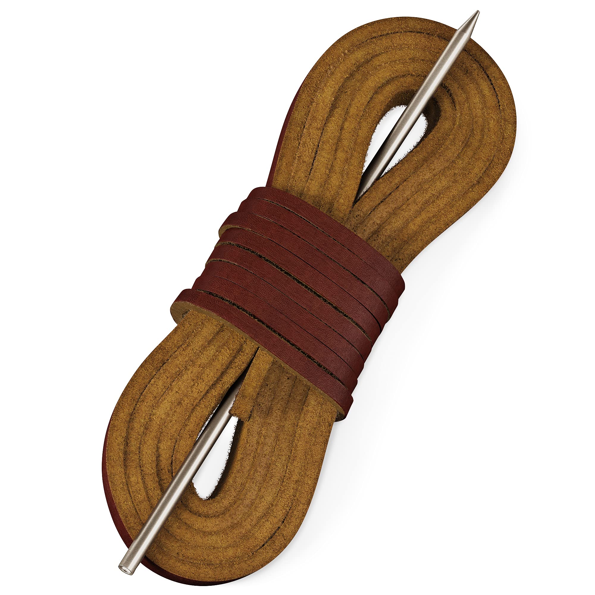 TOFL Leather Boat Shoe Lacing Kit | 45 inches | 1 Needle And 2 Strips [1 Pair] | Burgundy