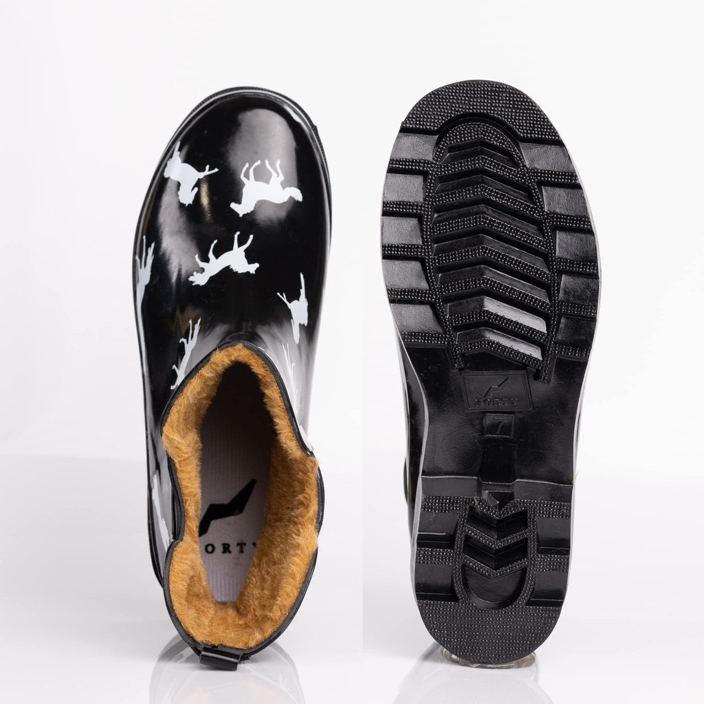 NORTY - Womens Ankle Rain Boots - Ladies Waterproof Winter Spring Garden Boot runs  size large Fur Horse Black Size 7