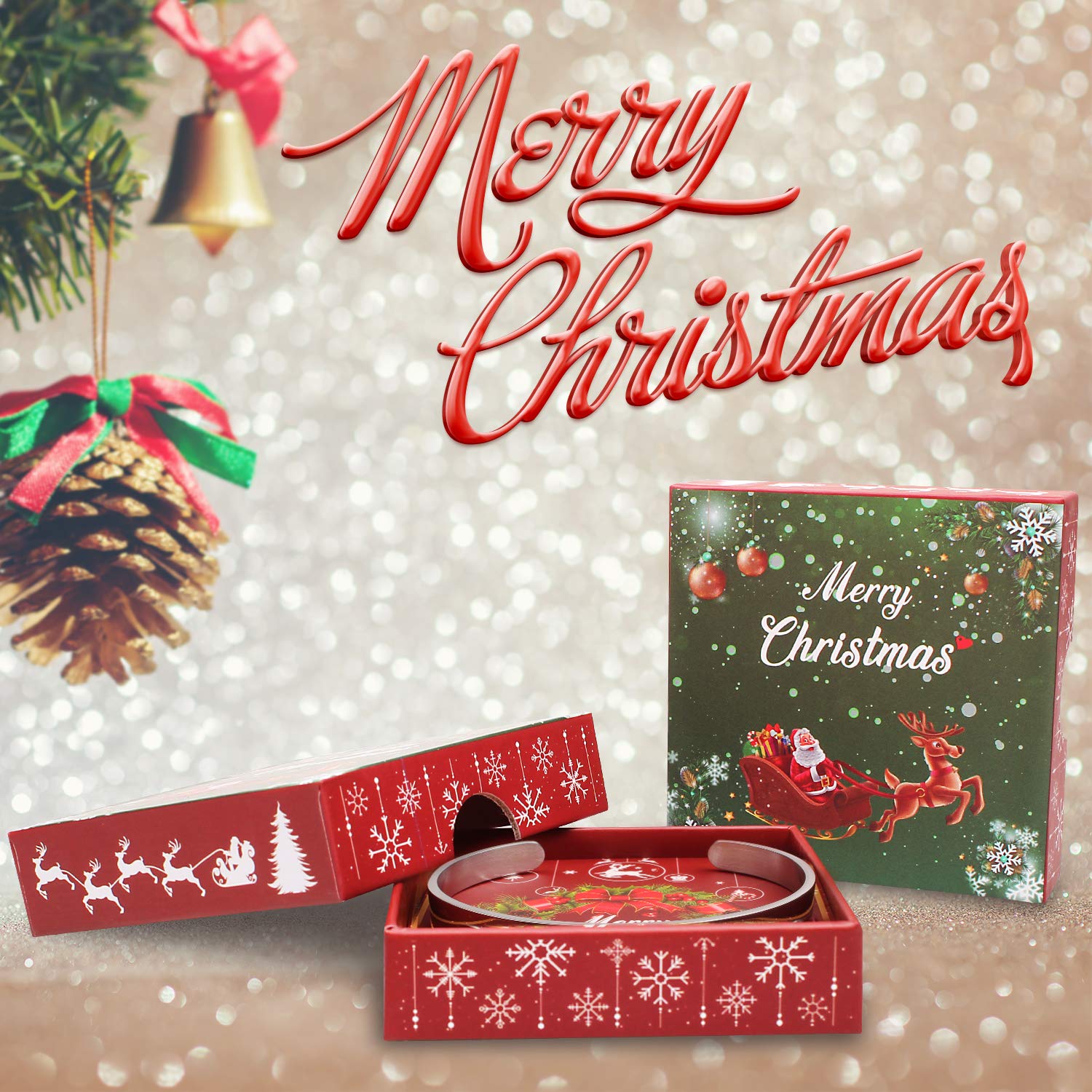 Btysun Women Gifts for Christmas Inspirational Bracelets for Women Christmas Gifts for Teenage Girls Xmas Gift Cuff Bracelet