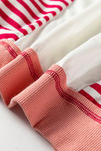 Red Stripe Color Block Patchwork Seam Detail Plus Size Sweatshirt