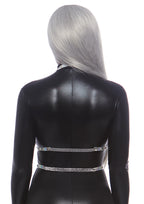 Leg Avenue Iridescent studded vinyl body Silver Color